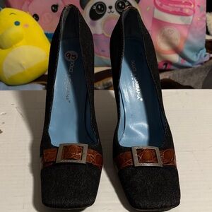 Dolce & Gabbana Black and Brown Buckle Heels size 39.5